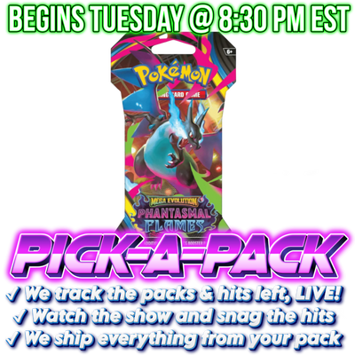 Pokemon TCG - Mega Evolution - Phantasmal Flames - Sleeved Pick-A-Pack - BUNDLE #01