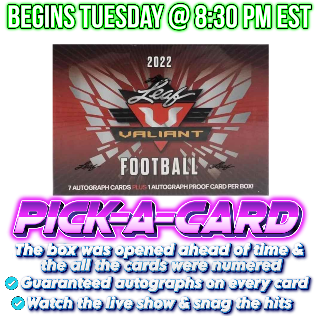 2022 Leaf Valiant Football Hobby Pick-A-Card - BOX #02