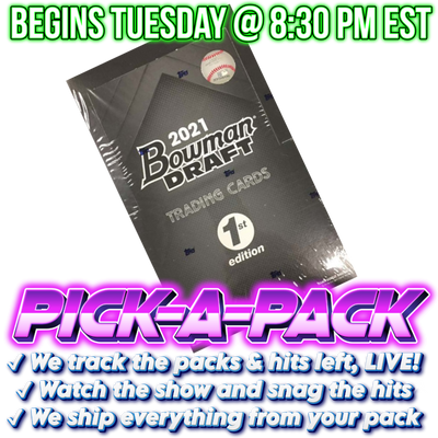2021 Bowman Draft 1st Edition Baseball Hobby Pick-A-Pack (2 packs) - BOX #01