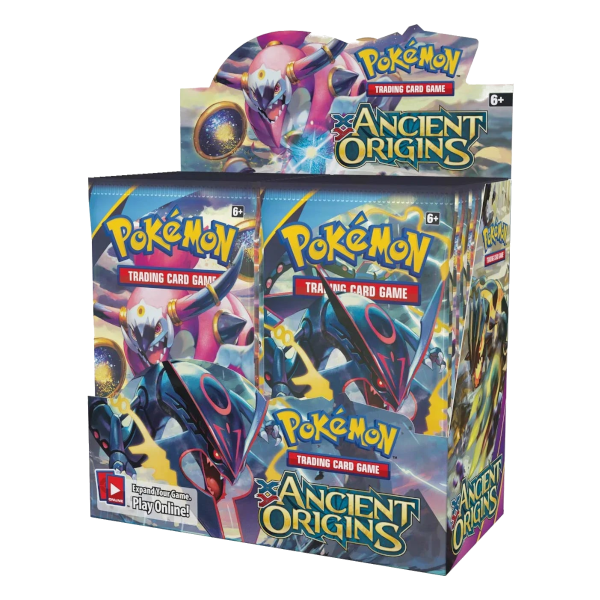 Pokémon Trading Card Game Ancient Origins packaging on a white background