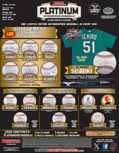 2025 Tristar Hidden Treasures Platinum Autographed Baseball Achievements Edition (1 Box) - (GB)13SPTRL-129